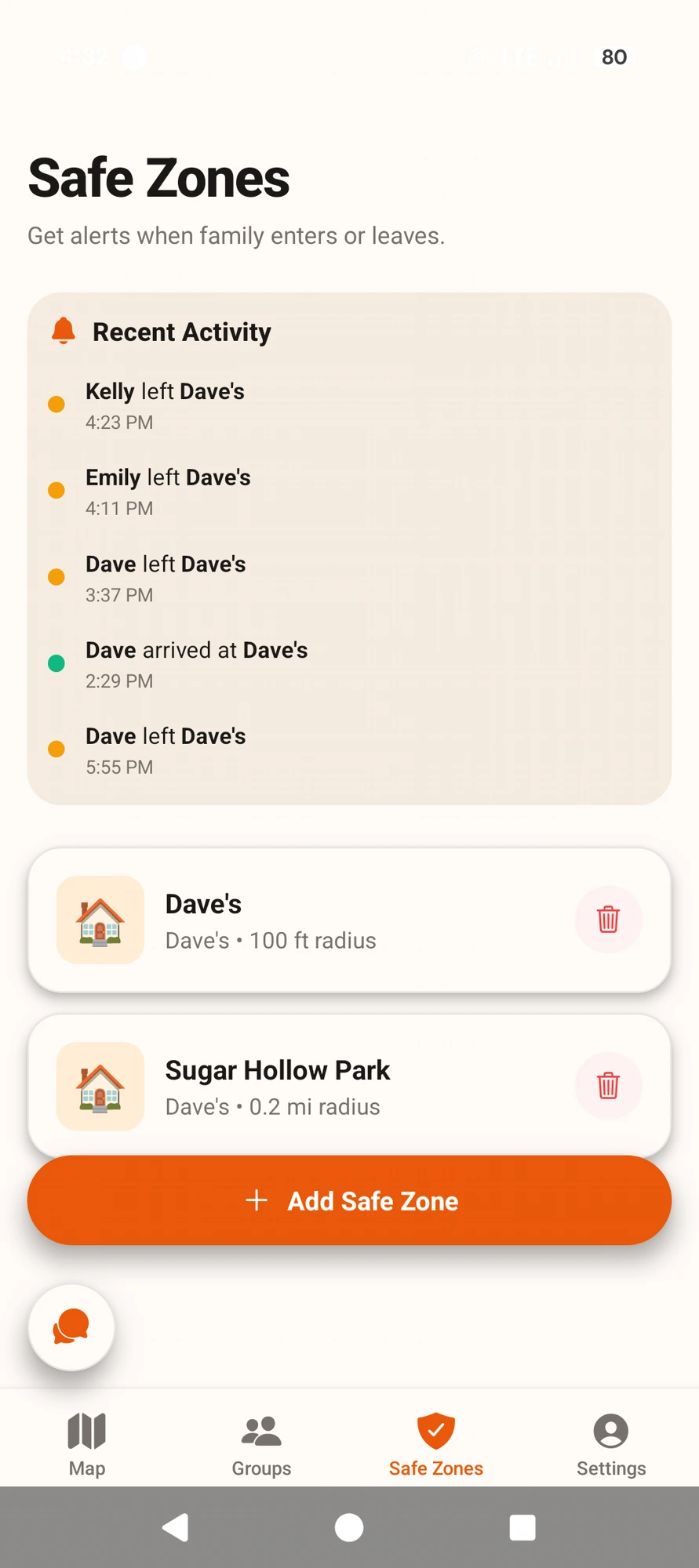 Safe Zones — One Clean Alert